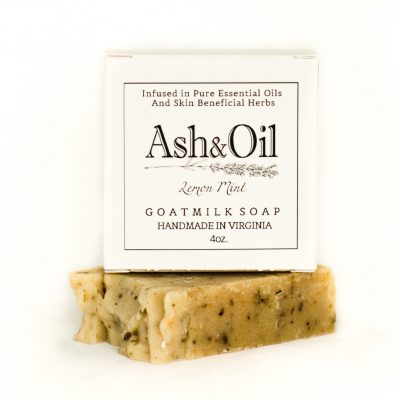 ash&oil Organic Goat milk Lemon mint pure essential oil 4 oz soap bar