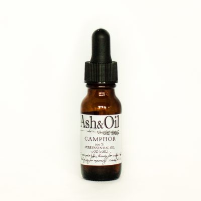 camphor essential oil in 15ml glass amber dropper bottle