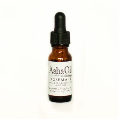 Ash&oil Rosemary essential oil in 15 ml amber dropper bottle